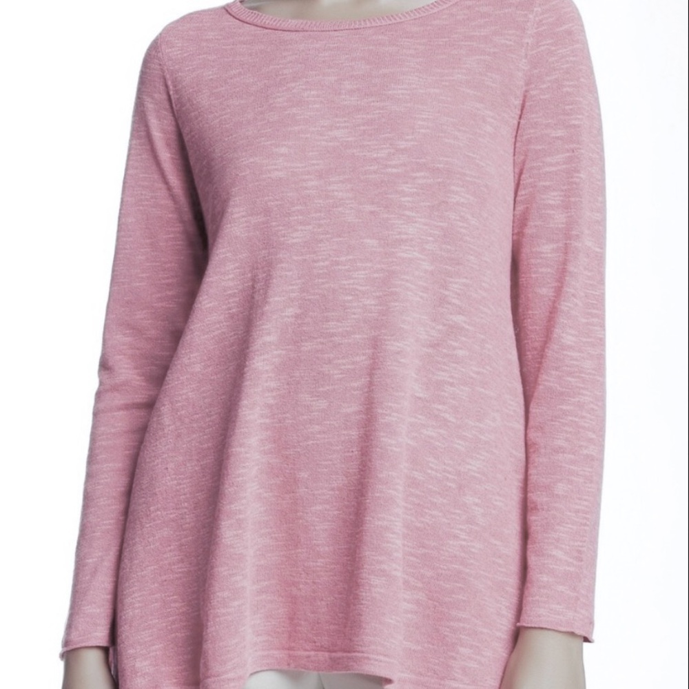 Eileen Fisher Women's Top Small Knit Tunic Organic Linen Cotton Long Sleeves